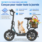Gyrocopters - Trottinette électrique Zeno 2.0 pour adultes et adolescents - Vitesse 32 km/h - Autonomie 40 km - Application - Noir-Conçu pour offrir stabilité et confort, il est doté d'un grand panier amovible et d'un siège réglable haut de gamme, ce qui en fait le choix idéal pour faire les courses, se déplacer sur le campus ou effectuer les trajets quotidiens vers le bureau