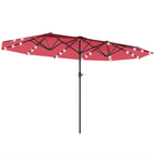Outsunny - Parasol double face pour terrasse - rouge vin-Convient aux jardins, patios et autres espaces extérieurs