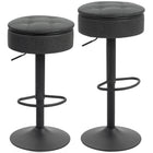 HOMCOM - Tabourets de bar pivotants avec rangement et repose-pieds - noir - paquet de 2-Comprend un coussin épais en mousse haute densité pour un confort et un soutien supérieurs 
