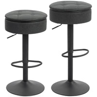 HOMCOM - Tabourets de bar pivotants avec rangement et repose-pieds - noir - paquet de 2-Comprend un coussin épais en mousse haute densité pour un confort et un soutien supérieurs 
