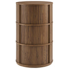 Modway - Clement Tribune ronde à piédestal Table de rangement avec portes coulissantes à tambour - Noyer-8