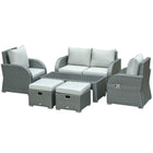 Outsunny - Meubles de patio avec coussins épais et causeuse, gris-Ensemble de mobilier d'extérieur moderne de 6 pièces détachables offrant un espace de détente élégant et confortable