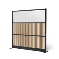 Luxor - Mur modulaire 70 x 70 - Lattes de bois et acrylique givré dans un cadre noir-Crée une intimité semi-permanente dans les espaces partagés