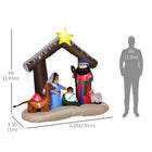 HOMCOM - Arche biblique de la Nativité de Noël gonflable de 6ft pour décoration de vacances - Marron-Se dégonfle rapidement pour un rangement rapide et facile 