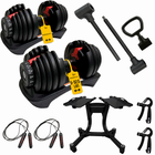 MotionGrey - Ensemble  avec haltère réglable BDST, convertisseur pour barre et support - 5 à 52,5 lb-Système d’haltères réglables couvrant une plage de 5 à 52,5 lb pour des entraînements variés à domicile