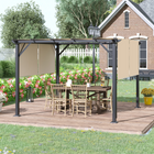 Outsunny - auvent de pergola rétractable 10 pi l x 12 pi L - beige-Structure en acier robuste pour une grande stabilité