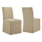 Modway - Aster Mélange lin et coton Chaises de salle à manger à housse Ensemble de 2 - Chanvre motif à carreaux fenêtre-Ensemble de 2 chaises à manger sans accoudoirs