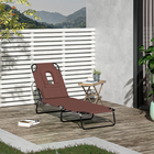 Outsunny - Chaise longue d’extérieur réglable avec ouverture pour le visage et coussin - brun-Fabriqué avec une structure de soutien en métal robuste et une toile Oxford pour une construction solide