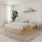 Nexera - Lit Queen tiroirs, Érable naturel-Comprend un système de lattes pour le support du matelas, il ne nécessite donc pas de sommier, le choix économique idéal 
