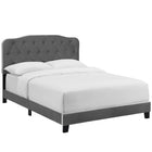 Modway - Amelia Performance Velvet Lit Queen, Gris-Tête de lit capitonnée à boutons rembourrés