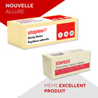 Staples − Feuillets autocollants Stickies recyclés − 1 3/8 po x 1 7/8 po − jaune − paquet de 12-Contiennent 30 % de matières recyclées après consommation