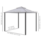 Outsunny - Pavillon de terrasse 10 pi l x 10 pi L, pavillon d’extérieur, toit à 2 niveaux, gris-La tension réglable de la toile supérieure aide à assurer un bon drainage de l'eau
