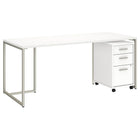 Bush Business Furniture - Table de travail 72 po avec classeur mobile à 3 tiroirs Method, blanc (MTH014WHSU)-Stratifié thermofusionné sur bois composite