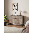 Manhattan Comfort - Dumbo commode moderne 35,19" - gris-Comprend 3 tiroirs à extension totale avec tiroir supérieur conçu avec des lignes nervurées texturées verticales