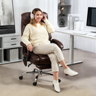 HOMCOM - Fauteuil de massage à 6 points avec télécommande - marron foncé-Rotation à 360° avec roues en PU qui glissent facilement sur tous types de sols 