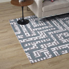 Modway - Nahia Labyrinthe géométrique Tapis de comédie 8 pi l x 10 pi L - Ivoire gris clair et bleu ciel-Protéger les planchers de la circulation ou des meubles
