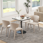 HOMCOM - Table à manger ronde avec plateau effet marbre et base ronde pour 4 personnes - blanc-Base ronde en métal assurant une stabilité robuste 