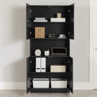 South Shore - Olea - Bibliothèque avec 4 portes et rangement ouvert - Chêne noir-Matériau: Panneaux de particules laminés
