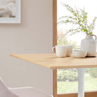 Modway - Lippa 36 po Carré Bois Table à manger, Blanc Naturel-Base en métal blanc résistante aux éclats