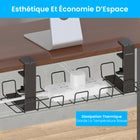 ShoppingAll - Plateau de rangement de câbles sous le bureau avec 10 attaches de câbles - Noir - Paquet de 4-6
