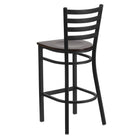 Flash Furniture – Tabouret bistro HERCULES en métal, dossier à traverses, noir, siège en noyer (XUDG697BBARWAW)-Siège en bois fini noyer