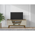 Manhattan Comfort - Meuble TV Marcus 53,14 po style Mid-Century Modern - Greige et Nature-Recommandé pour un téléviseur de 55 pouces