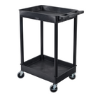Luxor - Chariot utilitaire à deux plateaux cuvettes de 32" H Luxor ENDURA - 24" L x 18" P - noir-Équipé de quatre roulettes de 4 pouces en caoutchouc thermoplastique, incluant deux avec freins de blocage pour un positionnement stable