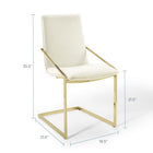 Modway - Pitch Performance Velvet Fauteuil à manger Ensemble de 2 - Ivoire d’or-Cadre géométrique