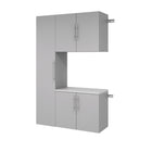 Prepac - Armoire de rangement de travail HangUps ensemble P - gris-L'ensemble P comprend : 1 armoire de rangement supérieure de 30 po L x 24 po H x 16 po P GSUW 0707 1 1 armoire de rangement haute de 15 po L x 72 po H x 16 po P GCSW 0711 1 1 armoire de rangement de base de 30 po L x 24 po H x 16 po P GCSW 0713 1