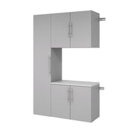 Prepac - Armoire de rangement de travail HangUps ensemble P - gris-L'ensemble P comprend : 1 armoire de rangement supérieure de 30 po L x 24 po H x 16 po P GSUW 0707 1 1 armoire de rangement haute de 15 po L x 72 po H x 16 po P GCSW 0711 1 1 armoire de rangement de base de 30 po L x 24 po H x 16 po P GCSW 0713 1