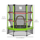 Outsunny - Trampoline pour enfants 55 po avec filet de sécurité, cadre en acier - vert-Doté de 6 pieds en métal pour une stabilité accrue 