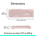 Logitech - MK270 Combo Clavier et Souris Sans Fil - Rose-Les pièces en plastique de MK270 contiennent du plastique post-consommation certifié recyclé: 49% pour la souris et 54% pour le clavier