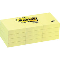 Post-it – Notes autocollantes, 1 3/8 po x 1 7/8 po, jaune canari, 100 feuilles par bloc, paquet de 12-La couleur vive jaune canari attire l'attention