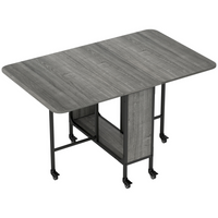 HOMCOM - Table à manger pliante à abattant sur roulettes 51 po avec étagère de rangement pour 6 personnes - gris vieilli-2 panneaux latéraux relevables agrandissent l'espace de surface et se replient pour un rangement compact 