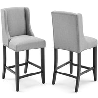 Modway - Baron Tissu rembourré Tabouret de comptoir - Gris clair - Ensemble de 2-Tabouret de comptoir moderne élégant
