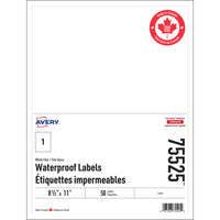 Avery - Étiquettes Imperméables - 8.5 po x 11 po - Paquet de 50-Blanc