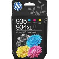 HP 934XL et HP 935 Ens. 4 cartouches d’encre noire à rendement élevé et d’encre cyan, magenta et jaune d’origine (N9H66FN)-Couleurs: Noir, cyan, magenta, jaune