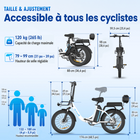 Gyrocopters - Vélo électrique pour adultes iCaddy - Vitesse 40 km/h, assistance au pédalage, autonomie 125 km - Blanc-L'écran LED intuitif fournit des informations en temps réel sur la vitesse, le niveau de batterie et les modes de conduite