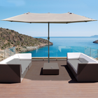 Outsunny - Parasol de patio avec manivelle de levage - 15 pi - gris clair-Grand parapluie à double auvent de 8,7 pi de diamètre avec une hauteur de 7,8 pi pour une large couverture contre le soleil