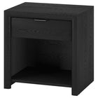 Hudson&Canal - Table de chevet rectangulaire Clara 24 po, grain noir-Capacité de charge maximale : 22,7 kg (50 lb) pour le plateau supérieur, 4,5 kg (10 lb) pour l'étagère inférieure et 9 kg (20 lb) pour le tiroir