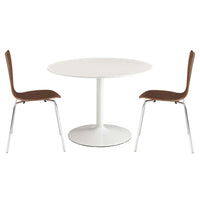 Modway - Revolve 3 pièces Ensemble à manger - Noyer blanc-Chaises : siège en contreplaqué massif