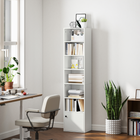 HOMCOM - Bibliothèque 7 niveaux avec étagère réglable et armoire - blanc-Comprend trois étagères réglables en hauteur pour s’adapter à différentes tailles d’objets 