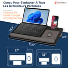 ShoppingAll - Bureau Portatif Avec Coussin – Convient Aux Ordinateurs Portables Jusqu’à 17 Pouces – Noir-Fentes Intégrées Pour Appareils – Les fentes intégrées maintiennent solidement votre tablette et votre téléphone en place pour un espace de travail organisé et dégagé.