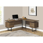 Monarch Specialties - 7610 Bureau 70 po - Noyer/Metal Noir/Face L/R-Le dessus de bureau flottante extra-large libère le dessus des unités de rangement pour les utiliser comme surfaces supplémentaires