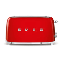 SMEG - Toaster Rétro À Long Slot 4 Tranches - Rouge-11 niveaux de grillage différents pour de meilleurs résultats , fonction de décongélation , fonction de réchauffage , fonction bagel pour griller uniquement un côté de la tranche.
