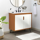 Modway - Energize 36" Vanette de salle de bain - Cerise-Blanc-Blanc-Pieds métalliques en épingle à cheveux