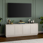 Hudson&Canal - Meuble TV Presque pour téléviseurs jusqu'à 75" - Blanc Aulne-Caractéristiques assemblage facile