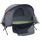 Outsunny - Lit de camp avec tente, matelas pneumatique auto-gonflant et sac de transport pour 1 personne-Ensemble de camping multifonction comprenant une tente de camping, un lit de camp surélevé et un matelas autogonflant  