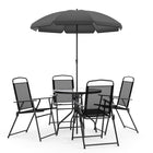 Flash Furniture - Ensemble de jardin couleur noire de 6 pièces avec table, parasol et 4 chaises pliantes-Ensemble de table et chaises