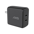 AXS - 65W PROCharge Chargeur mural PD GRS avec double port - Noir-Rendement énergétique élevé : La puce de charge intelligente ajuste la puissance de sortie en fonction des besoins de l'appareil